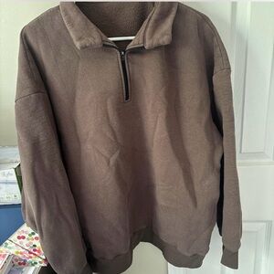 Men's Brown Quarter-Zip Sweater